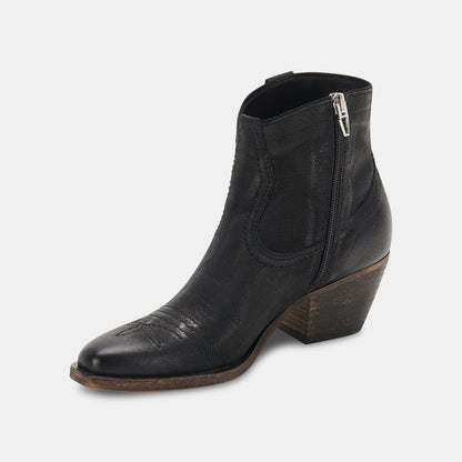 SILMA BOOTIES IN BLACK LEATHER -   Dolce Vita
