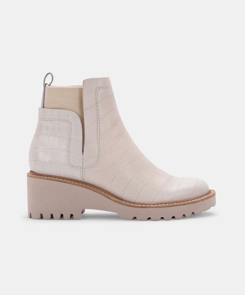 HUEY BOOTIES IN IVORY CROCO PRINT LEATHER -   Dolce Vita - image 1