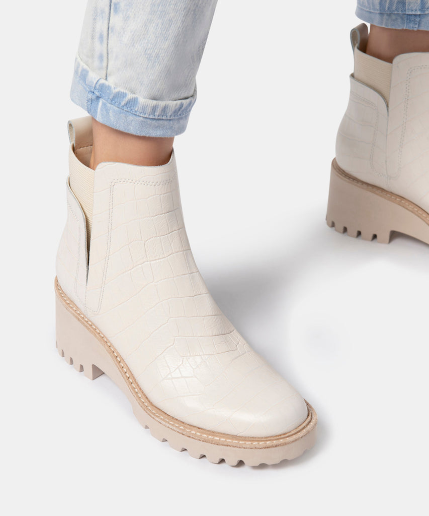 HUEY BOOTIES IN IVORY CROCO PRINT LEATHER -   Dolce Vita - image 2
