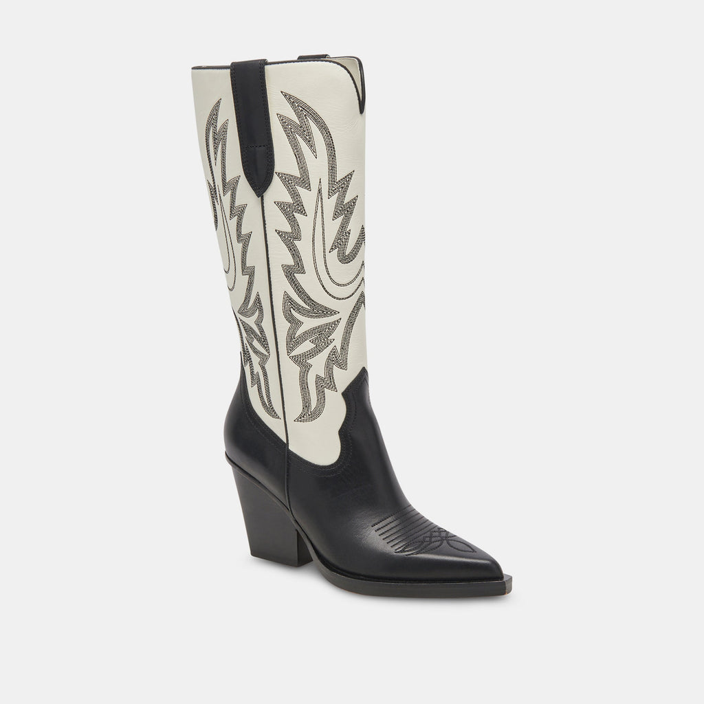 BLANCH BOOTS BLACK WHITE LEATHER - re:vita - image 3