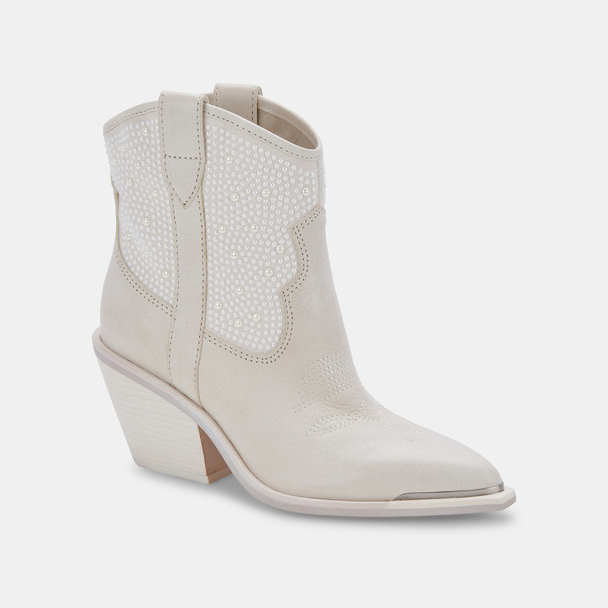 NASHE Booties Off-White Pearls | Off-White Pearls Western Boots – Dolce ...