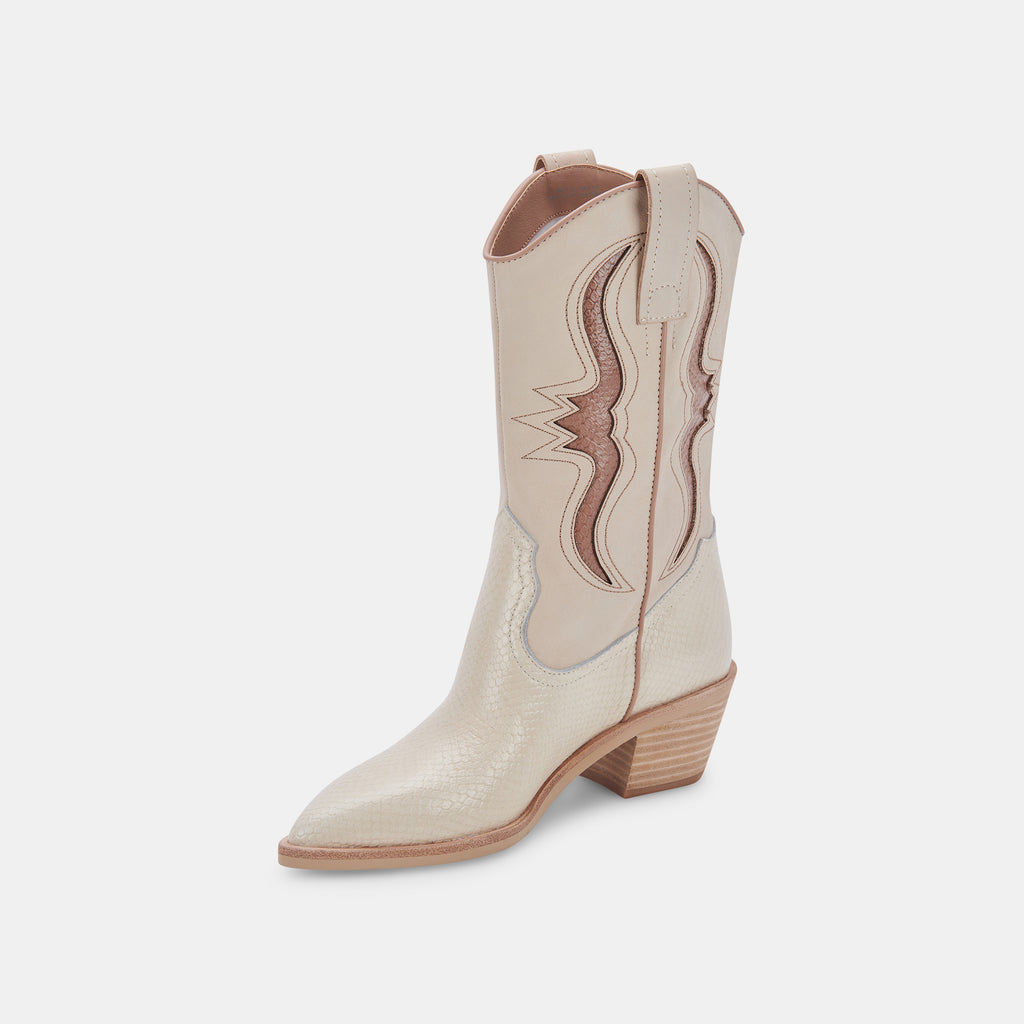 SUZZY BOOTS SAND EMBOSSED LEATHER - image 5