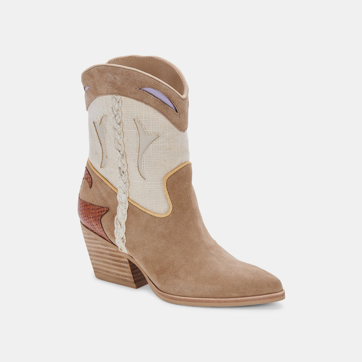 LORAL Booties Taupe Multi Suede | Taupe Suede Western Boots – Dolce Vita