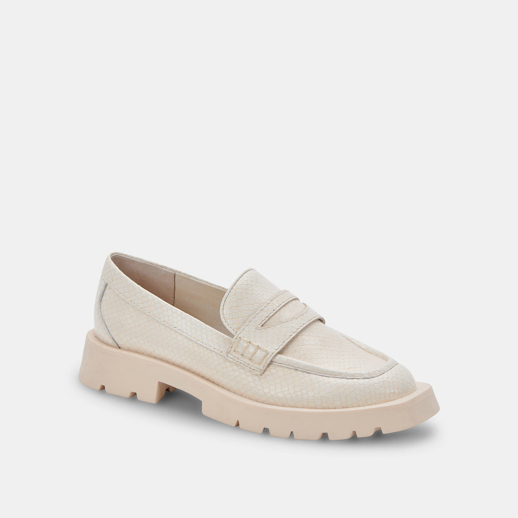 ELIAS WIDE FLATS IVORY EMBOSSED LEATHER - image 2