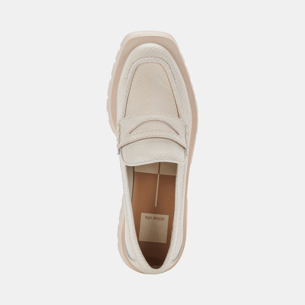 ELIAS WIDE FLATS IVORY EMBOSSED LEATHER - image 8