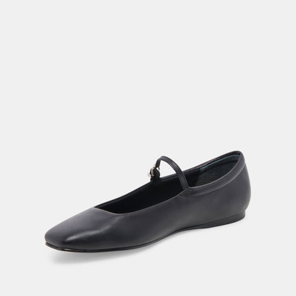 REYES BALLET FLATS BLACK LEATHER - re:vita