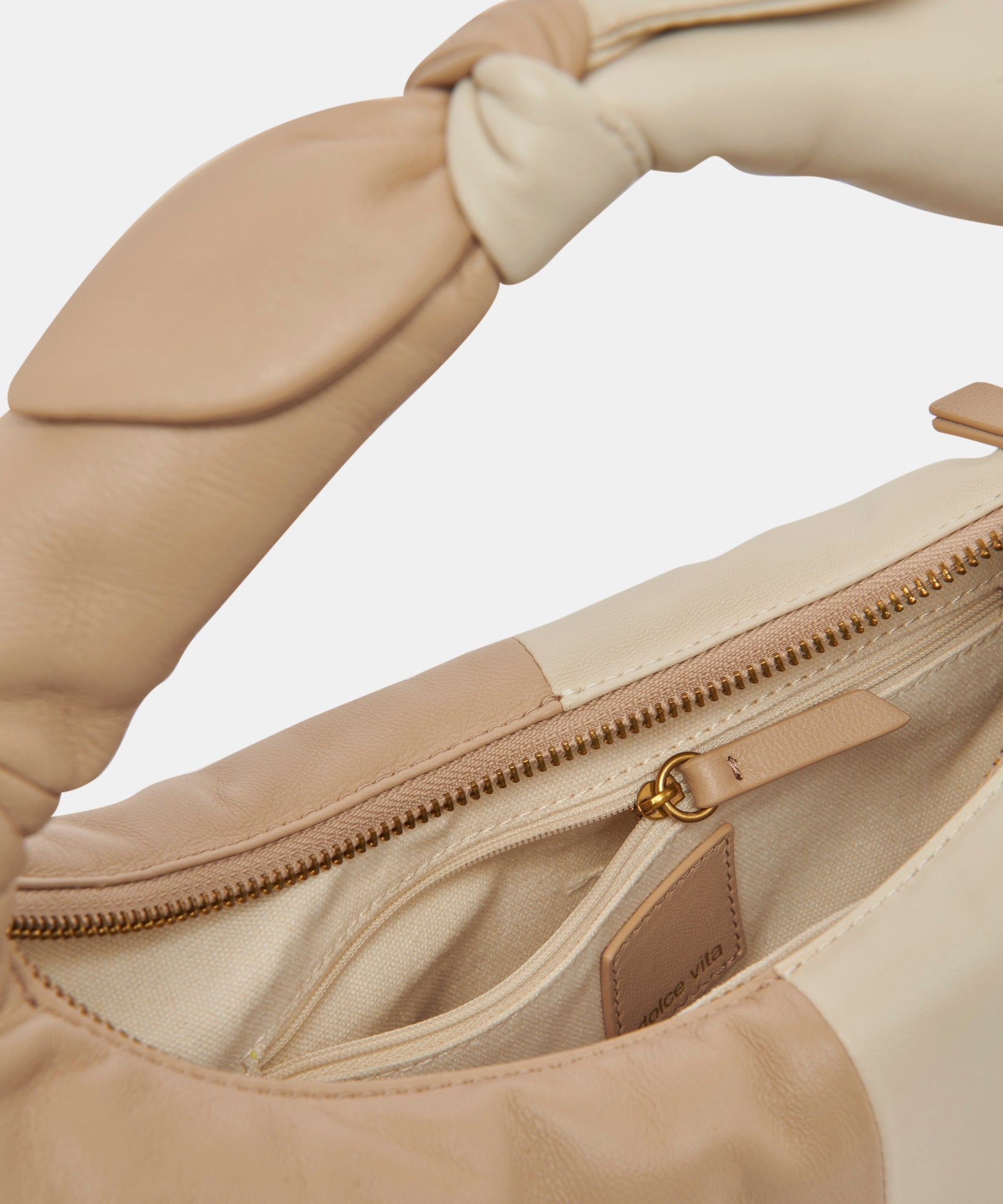 PATTI HANDBAG DUNE IVORY SOFT NAPPA LEATHER - view 7