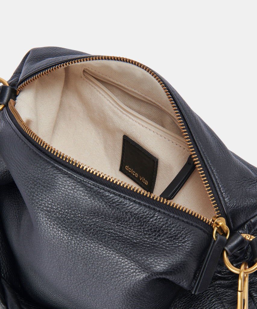 PRESTON SHOULDER/CROSSBODY BLACK LEATHER revita Dolce Vita