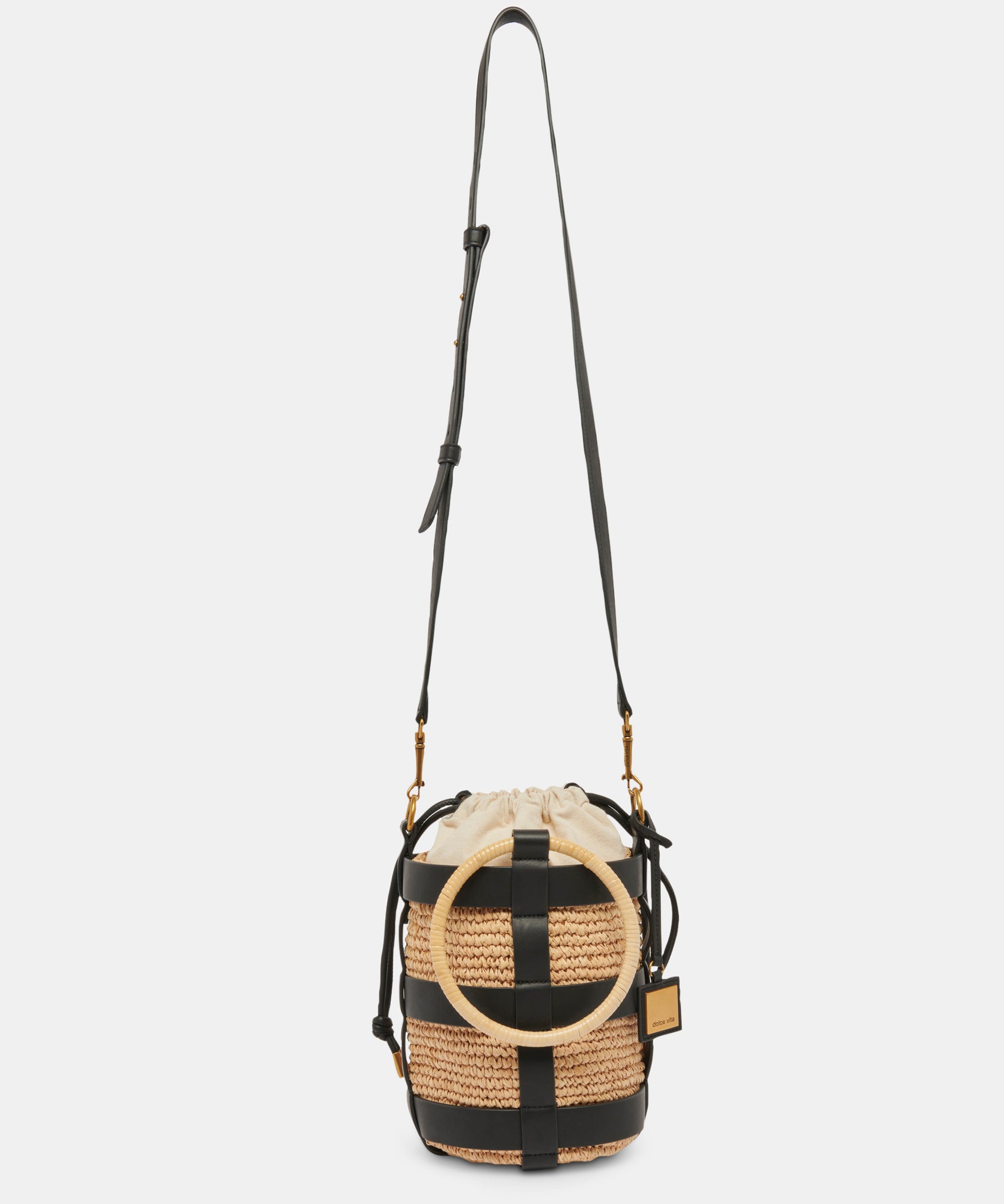 SHAENA BUCKET BAG BLACK NATURAL RAFFIA - view 3