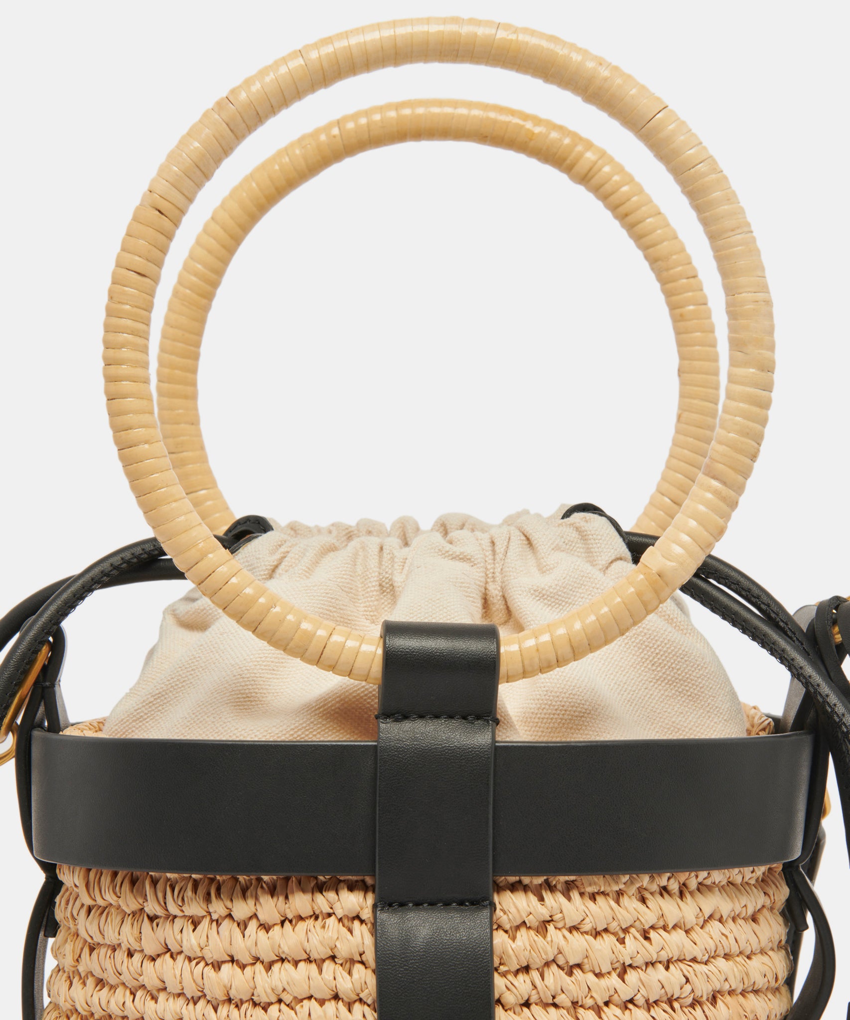 SHAENA BUCKET BAG BLACK NATURAL RAFFIA - view 5