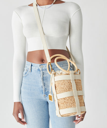 SHAENA BUCKET BAG IVORY NATURAL RAFFIA