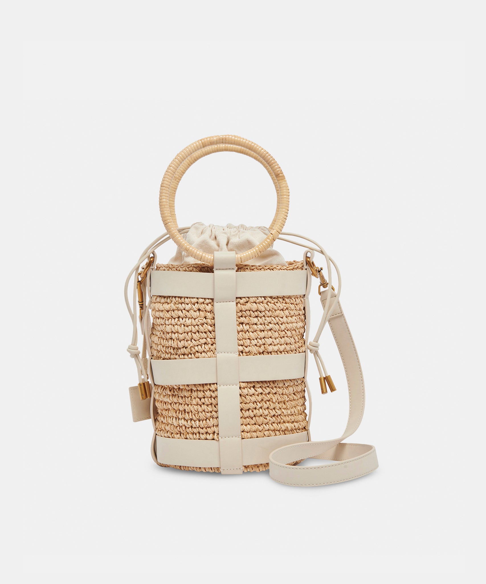 SHAENA BUCKET BAG IVORY NATURAL RAFFIA - view 7
