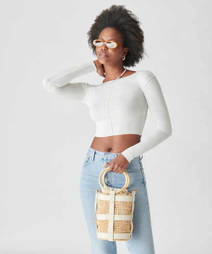 SHAENA BUCKET BAG IVORY NATURAL RAFFIA