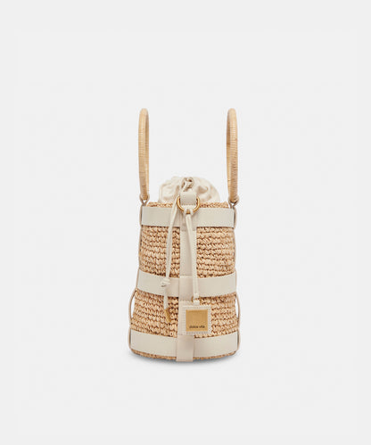 SHAENA BUCKET BAG IVORY NATURAL RAFFIA