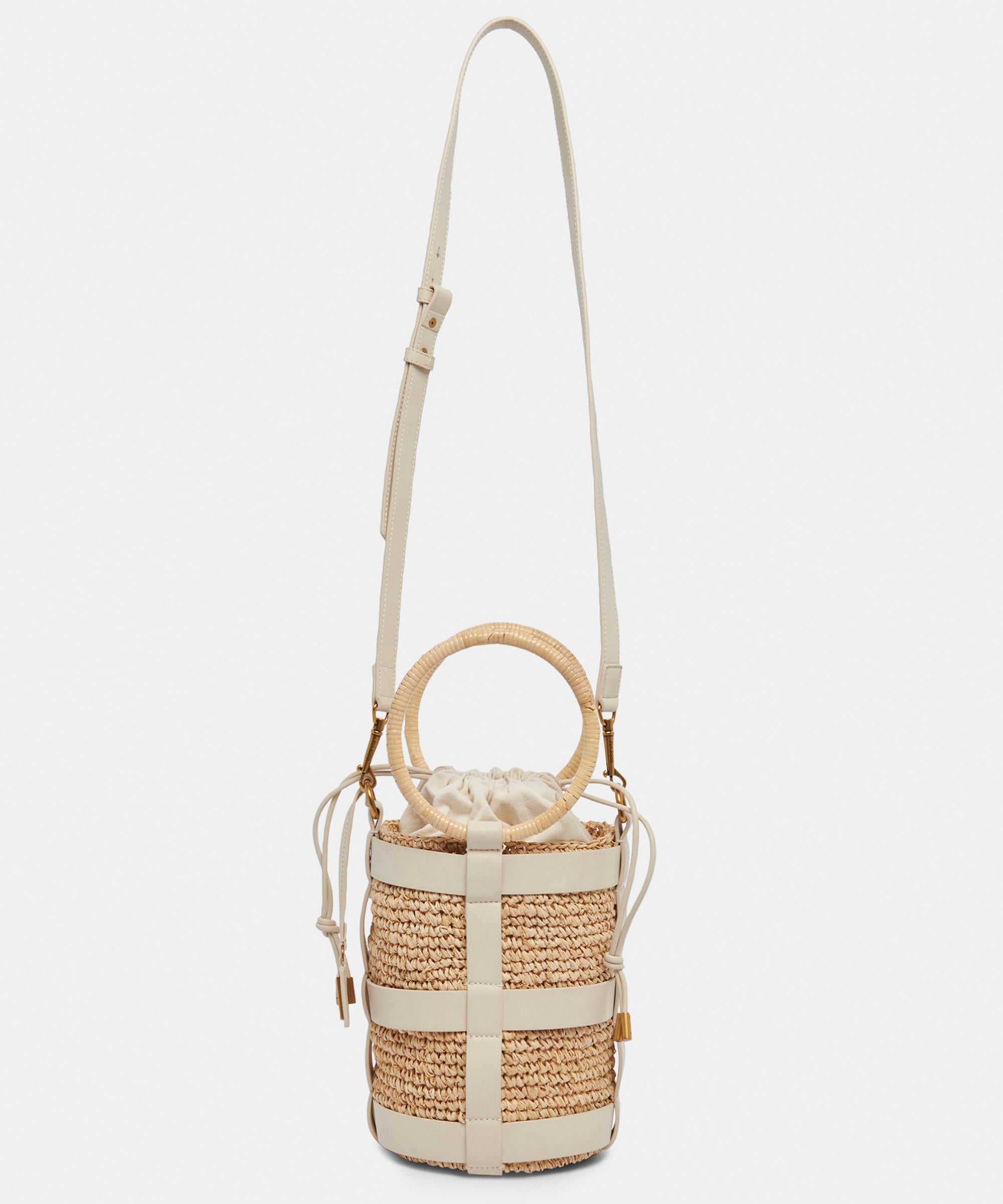 SHAENA BUCKET BAG IVORY NATURAL RAFFIA - view 3