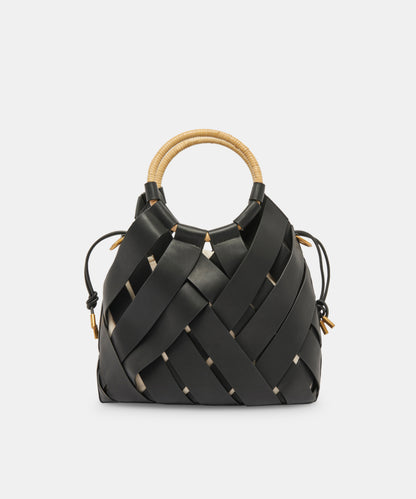 SIENNA SATCHEL BLACK WOVEN LEATHER