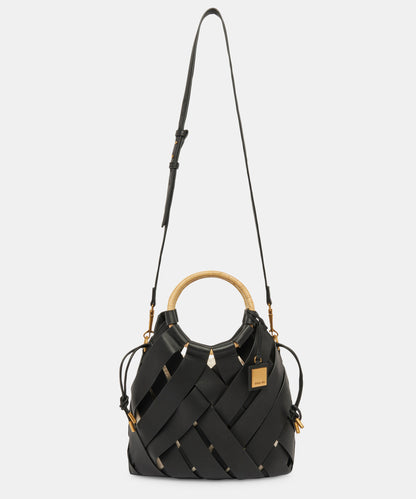 SIENNA SATCHEL BLACK WOVEN LEATHER