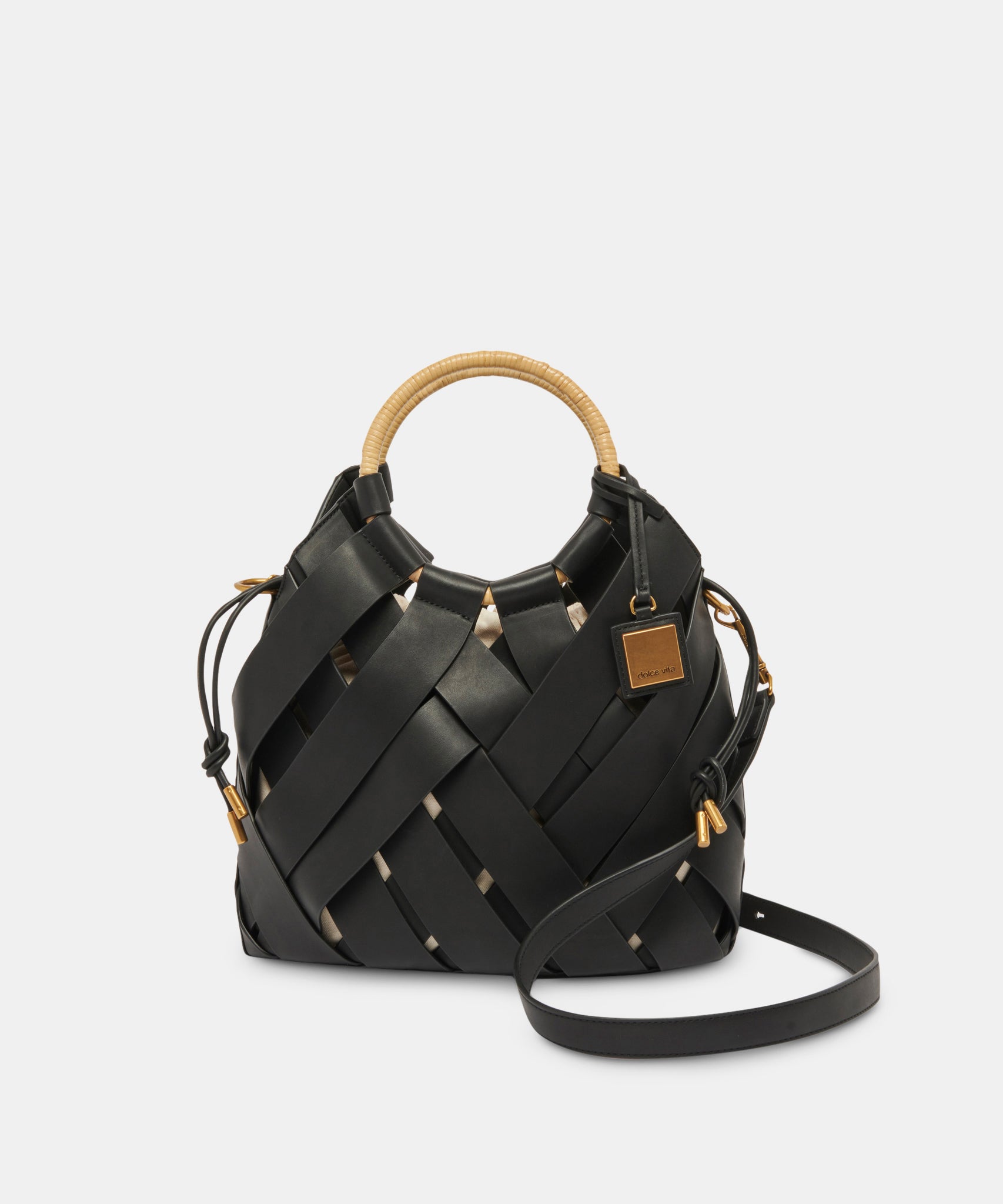 SIENNA SATCHEL BLACK WOVEN LEATHER