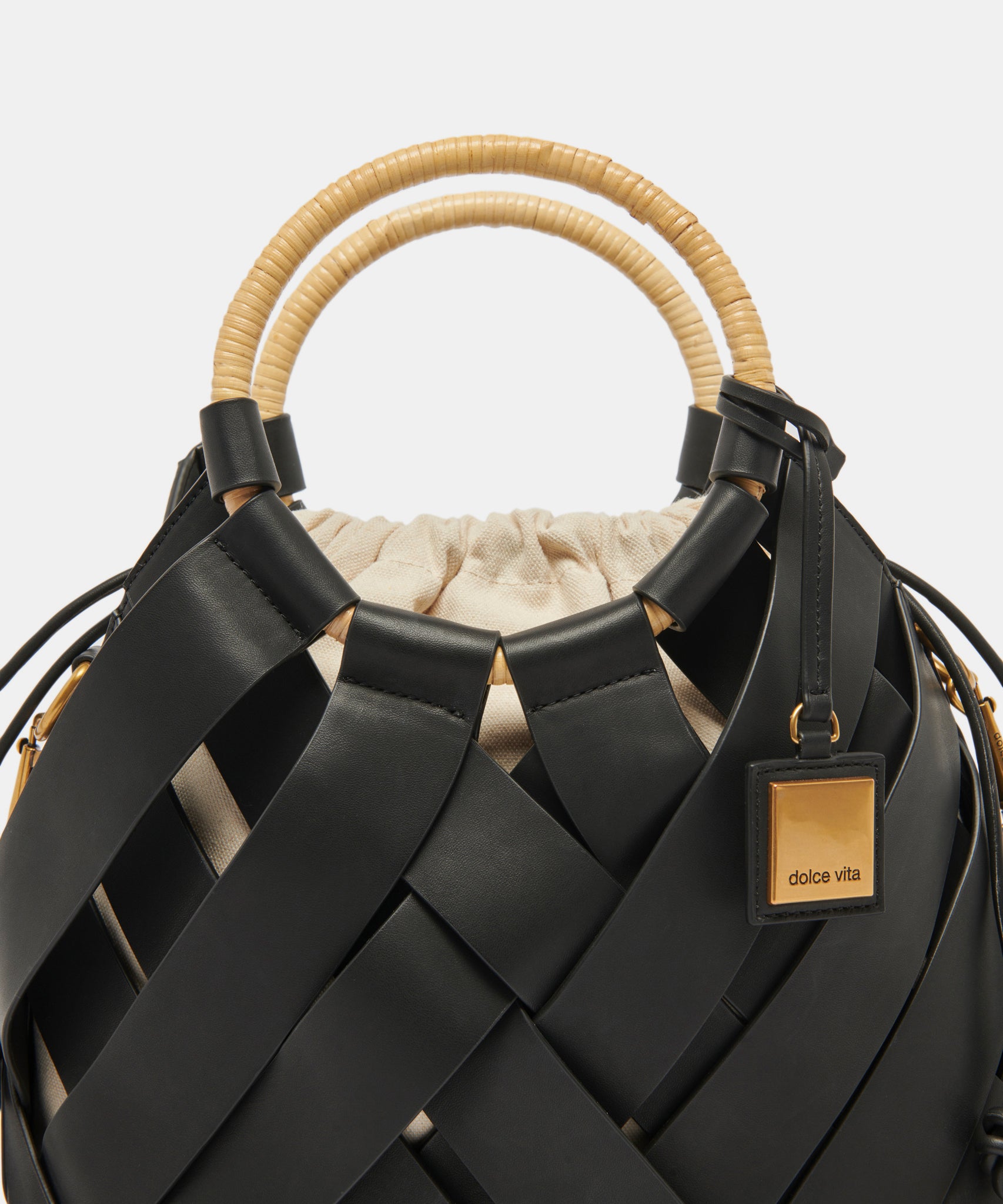 SIENNA SATCHEL BLACK WOVEN LEATHER