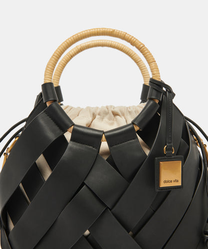 SIENNA SATCHEL BLACK WOVEN LEATHER