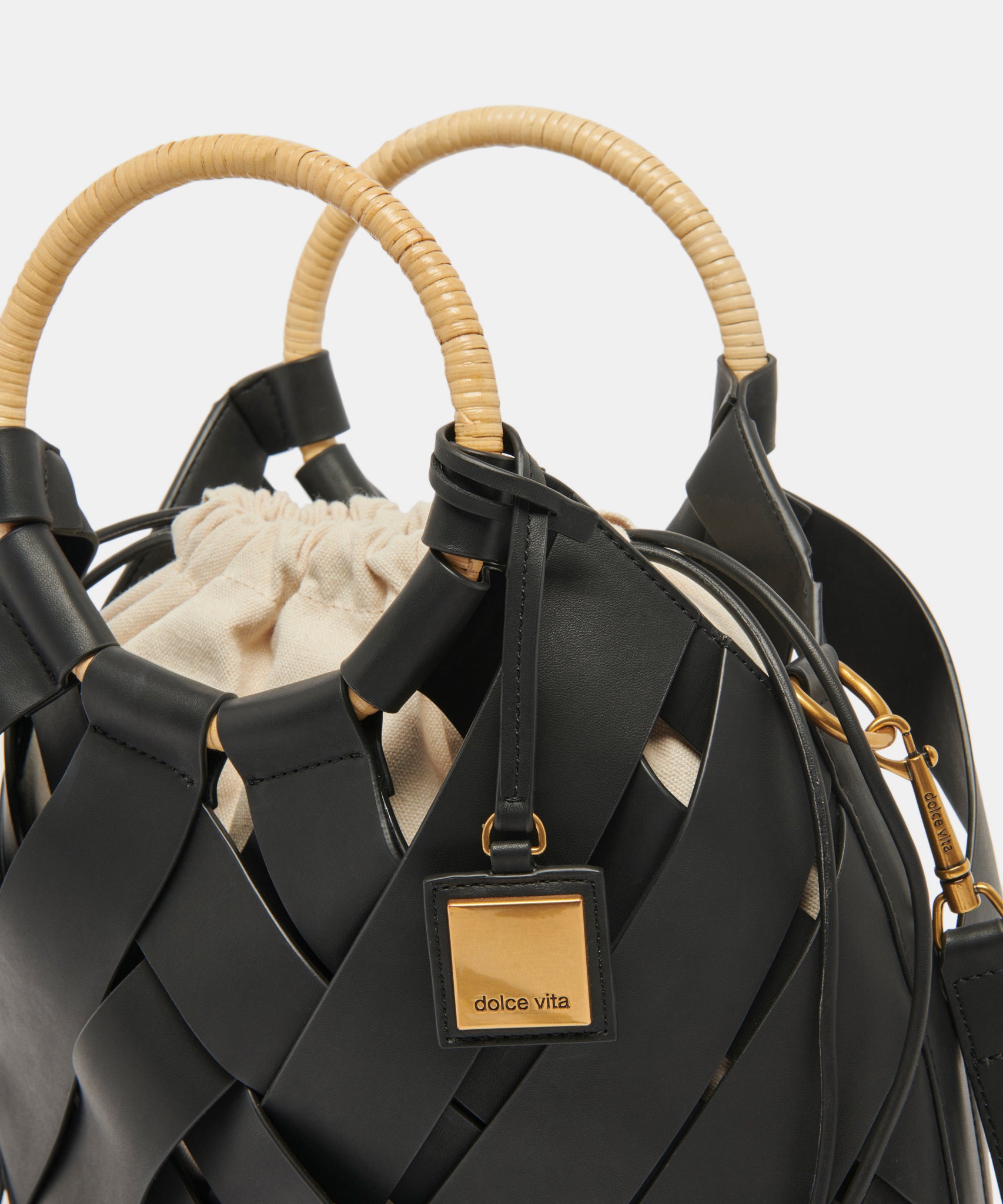 SIENNA SATCHEL BLACK WOVEN LEATHER