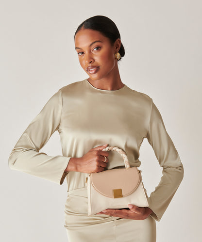 TATUM HANDBAG DUNE IVORY SOFT NAPPA LEATHER
