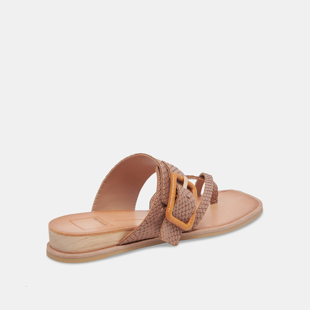PERRIS SANDALS CAFE EMBOSSED LEATHER - image 3