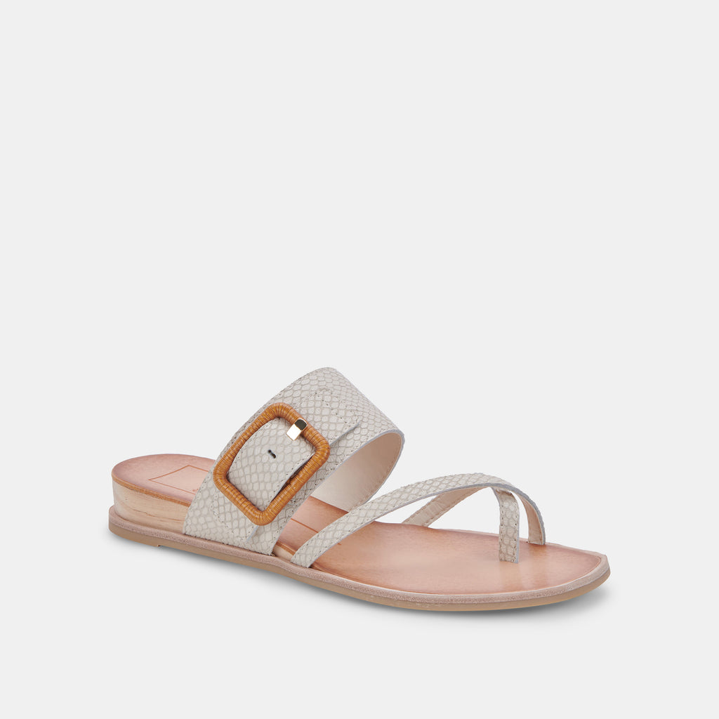 PERRIS SANDALS IVORY EMBOSSED LEATHER – Dolce Vita