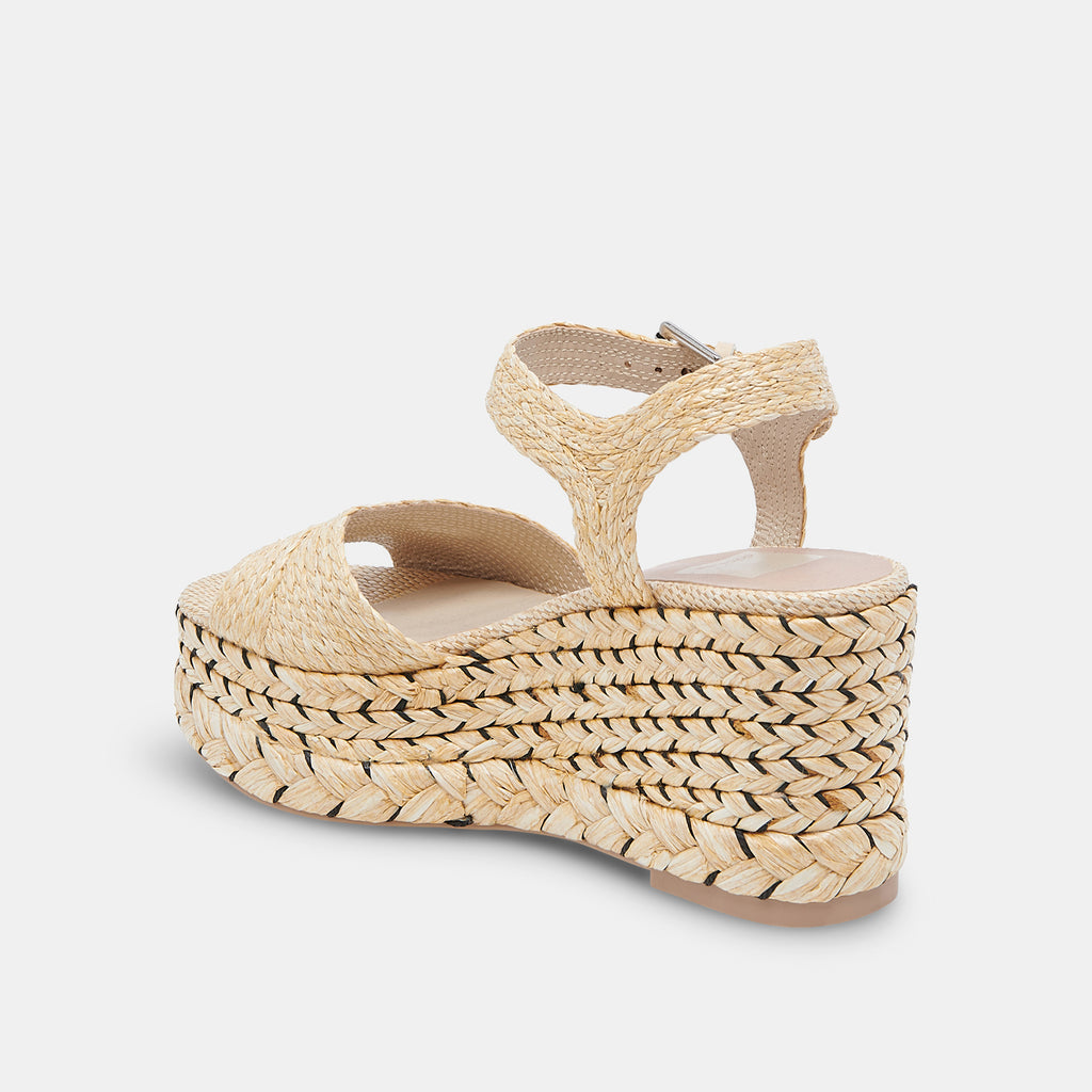 TIAGO Wedges LT Natural Raffia | Raffia Sandals & Recycled Materials ...