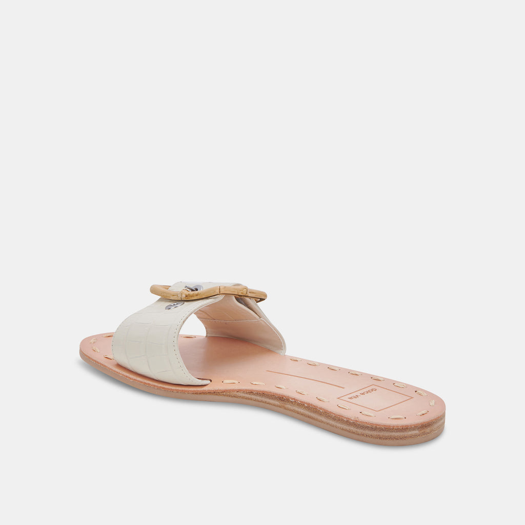 DASA SANDALS EGGSHELL EMBOSSED LEATHER - image 5