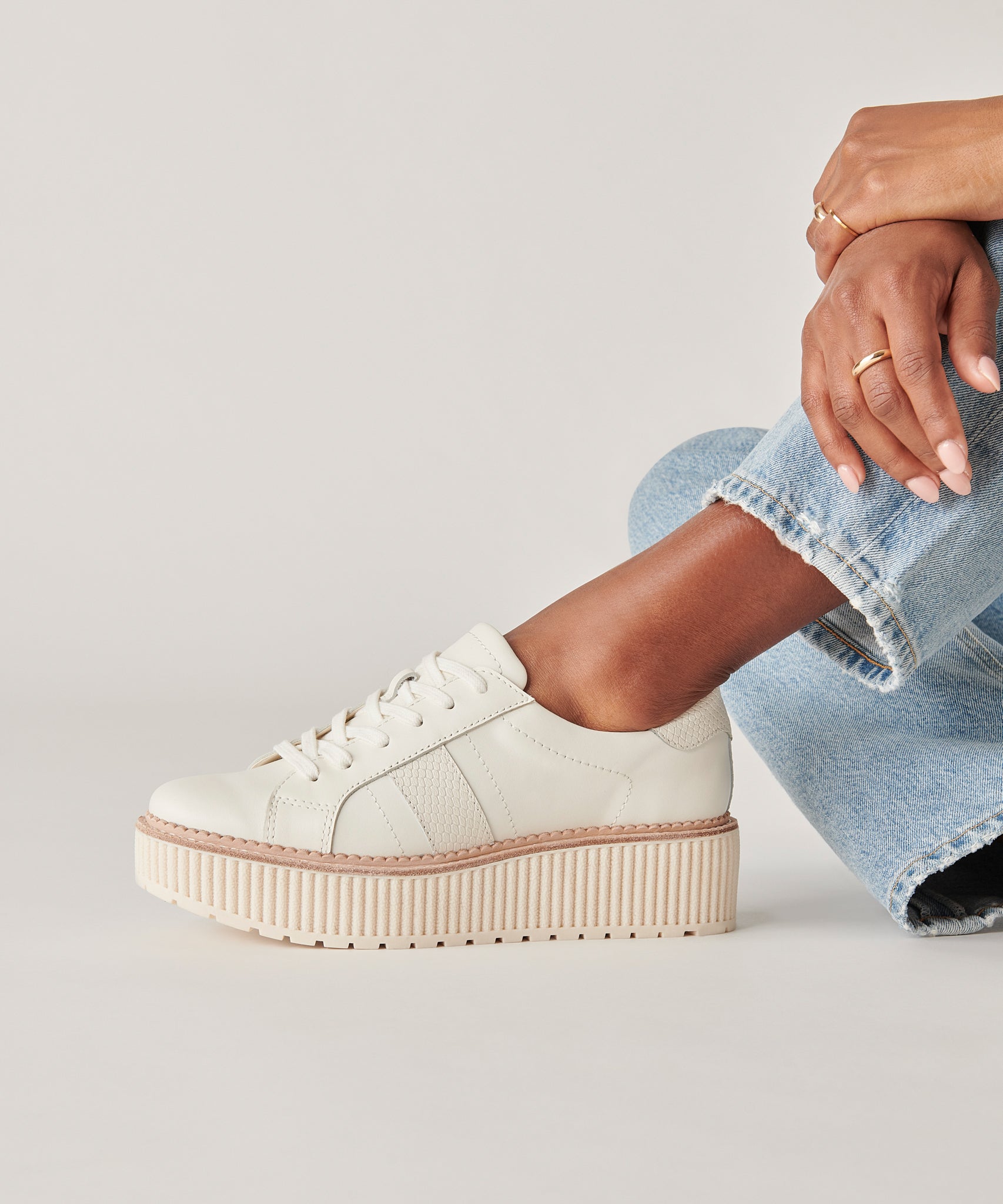 TIGER SNEAKERS WHITE LEATHER – Dolce Vita - Main Image