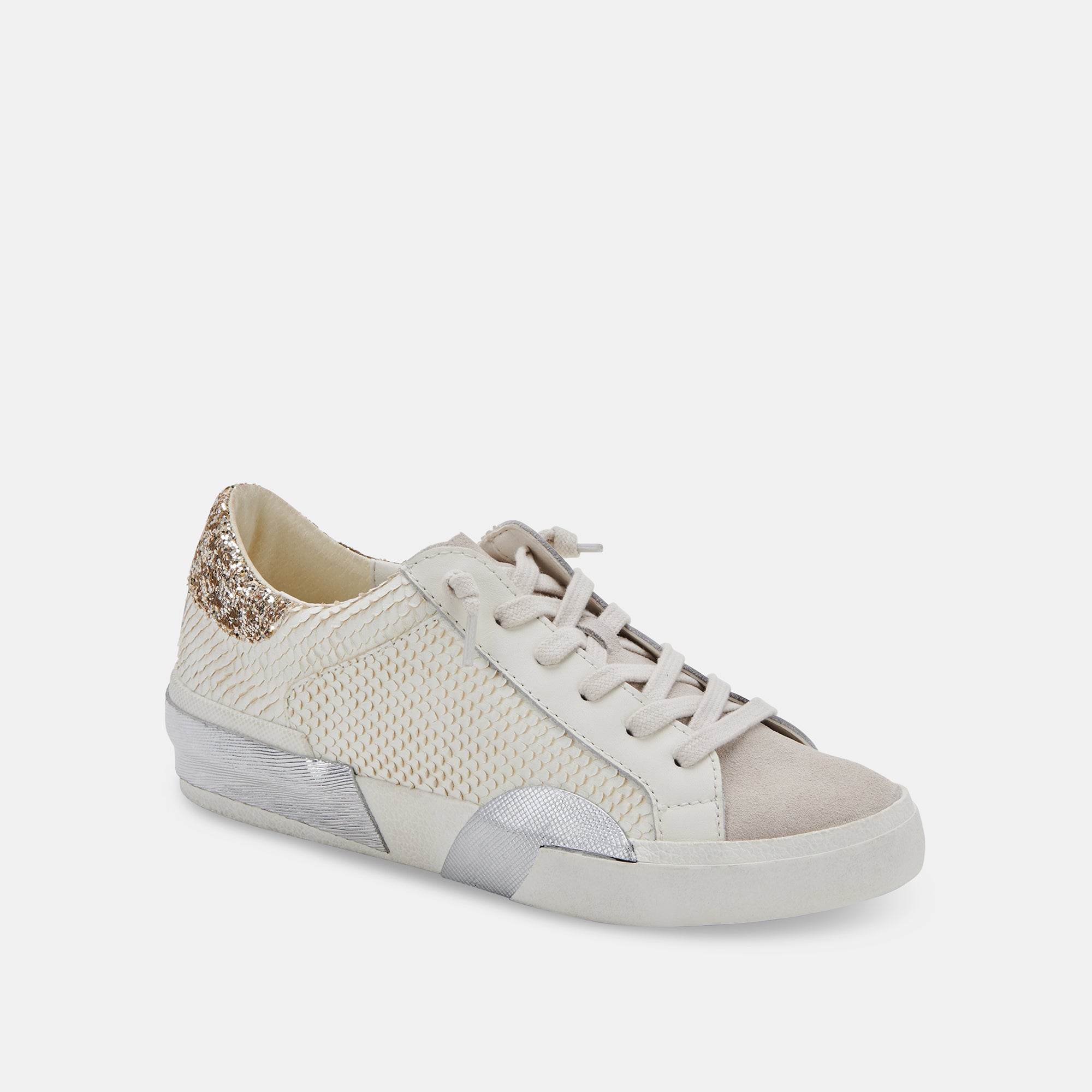 ZINA SNEAKERS OFF WHITE EMBOSSED LEATHER – Dolce Vita