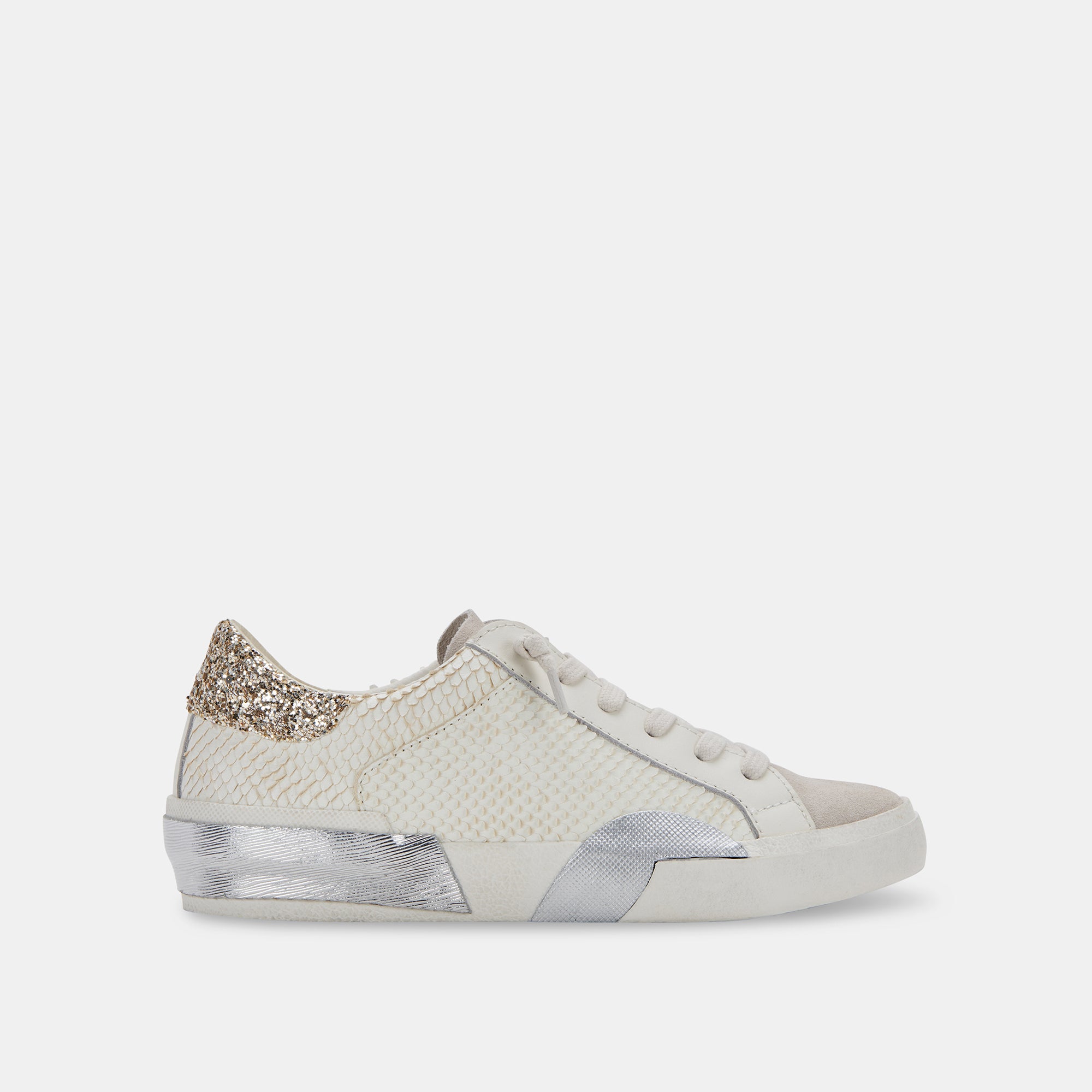 Zina Sneakers Off White Embossed Leather | Size 15 | by Dolce Vita