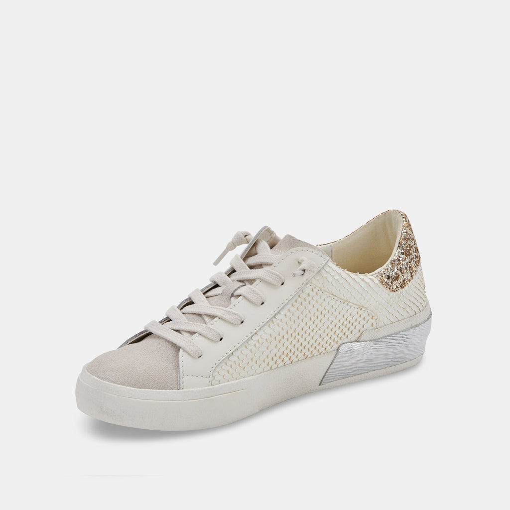 ZINA SNEAKERS IN OFF WHITE EMBOSSED LEATHER -   Dolce Vita - image 4