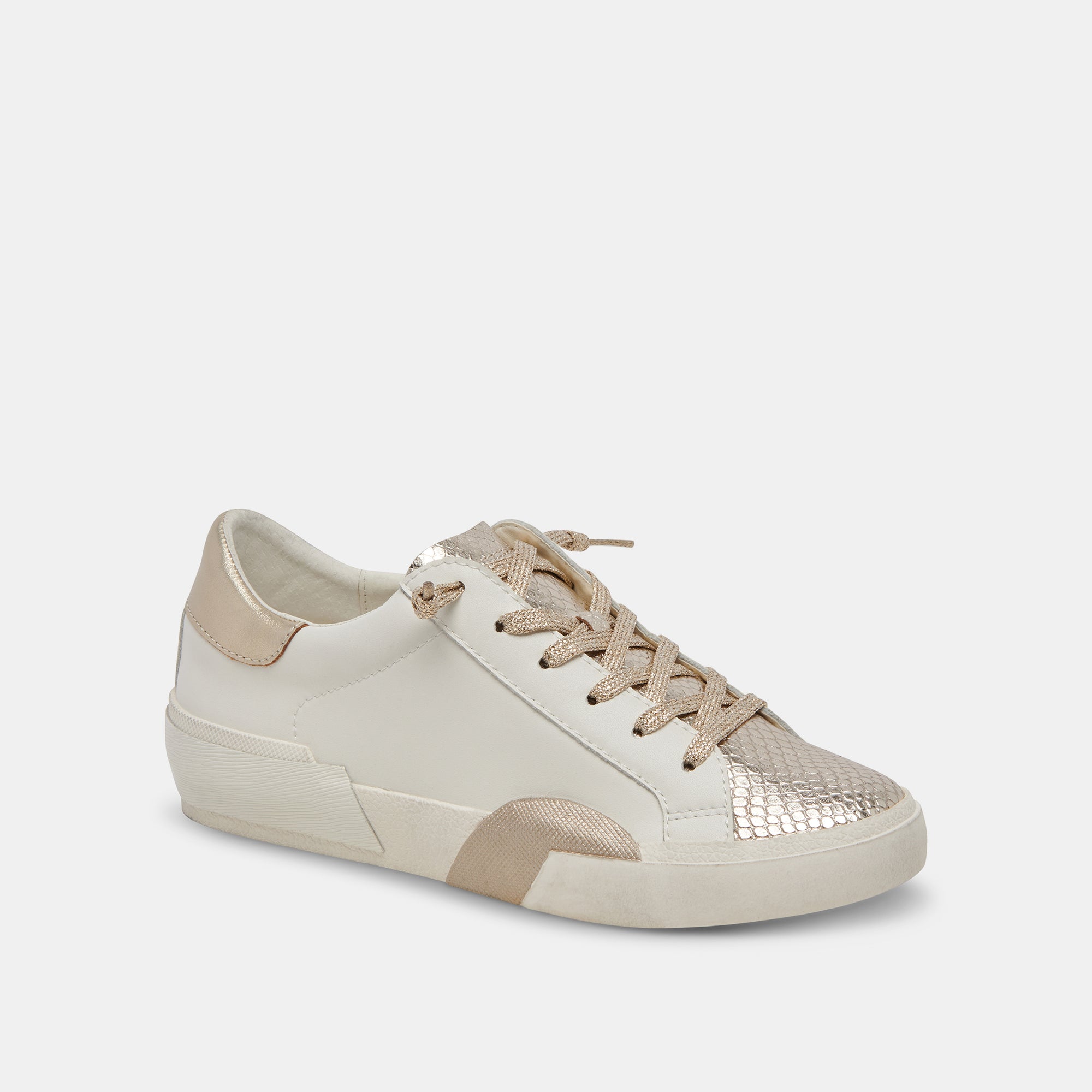 ZINA Sneakers White Gold Leather | White Gold Leather Sneakers – Dolce Vita