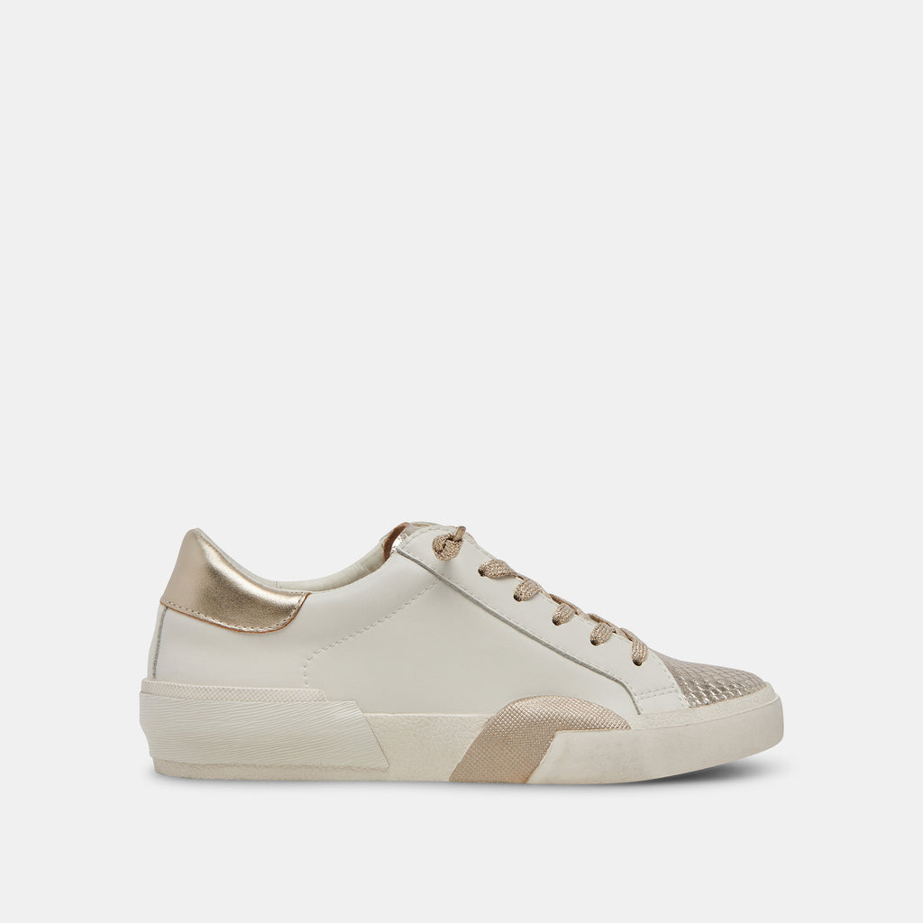 ZINA Sneakers White Gold Leather | White Gold Leather Sneakers – Dolce Vita