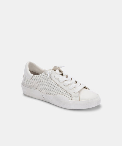 ZINA SNEAKERS IN WHITE PERFORATED LEATHER -   Dolce Vita