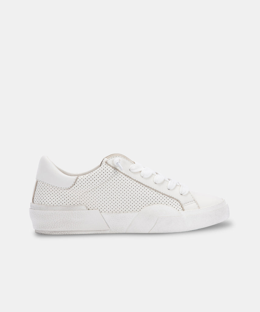 Zina Sneakers White Perforated Leather | White Leather Sneakers