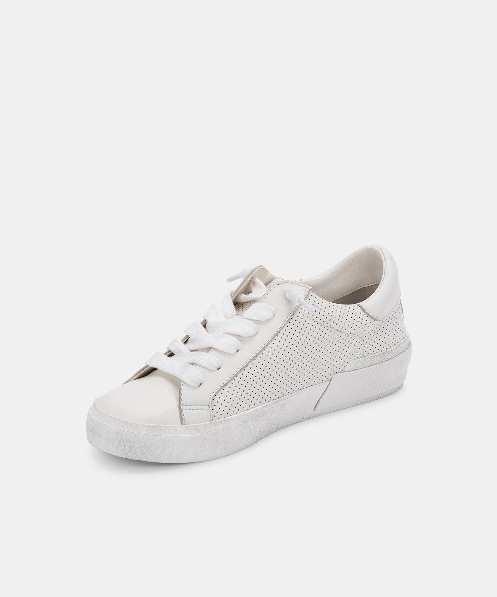 ZINA SNEAKERS WHITE PERFORATED LEATHER – Dolce Vita