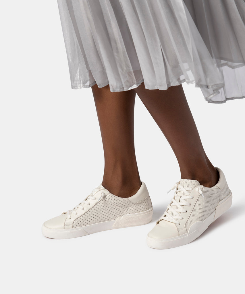 ZINA SNEAKERS IN WHITE PERFORATED LEATHER -   Dolce Vita