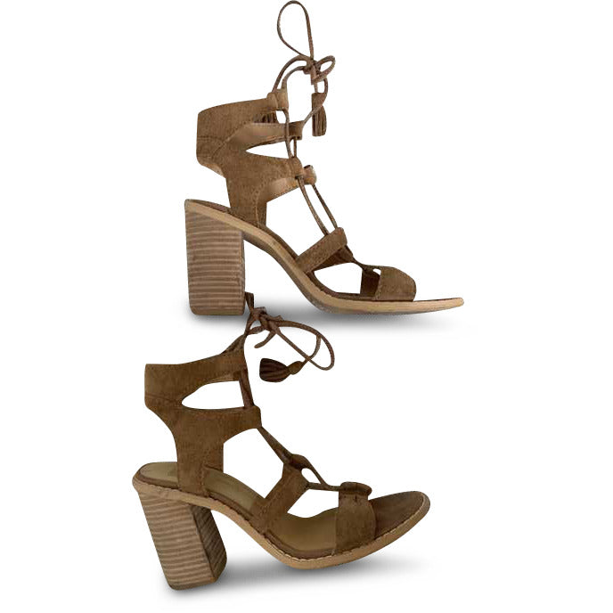 LACE UP SANDAL IN BROWN SUEDE - re:vita - image 1